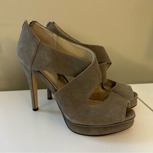 MICHAEL Michael Kors Elena Cross Strap Suede Platform Heels